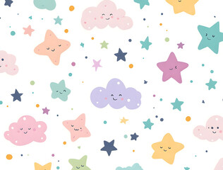 Dream cute stars seamless pattern background design