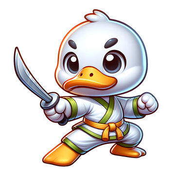 recommend clip art: Cartoon illustration (PNG 300 dpi), Duck is doing wushu exercises 