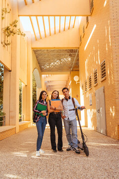 Student friends standing in corridor
