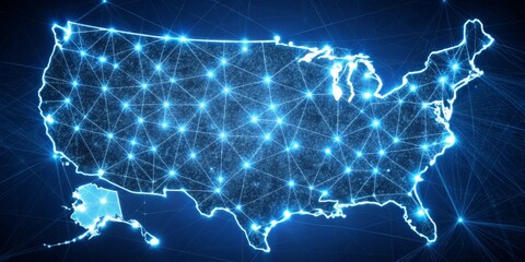United States Connected A Digital Network Map, USA, network, map, digital