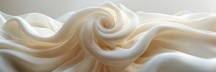 Obraz premium A soft, swirling arrangement of white and ivory fabric creating a gentle, flowing background