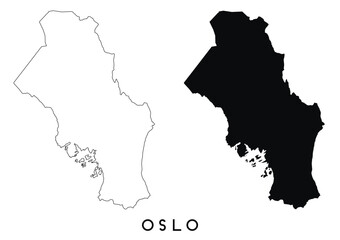 Oslo map outline and black silhouette vector