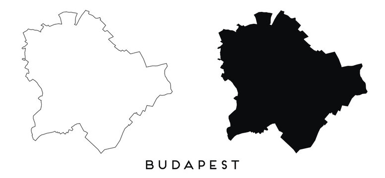 Budapest map outline and black silhouette vector