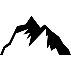 Mountains Silhouette, Rocky Peaks, Mountains Ranges. Vector Icon Stock Illustration
