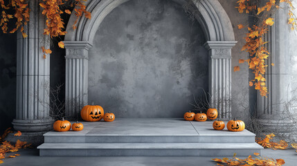 Obraz premium Dramatic Halloween Archway with Stone Steps