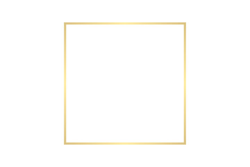 Gold square frame isolated on transparent white background. Golden luxury realistic border. Vector illustration. Design elements. PNG