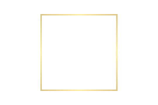 Gold square frame isolated on transparent white background. Golden luxury realistic border. Vector illustration. Design elements. PNG