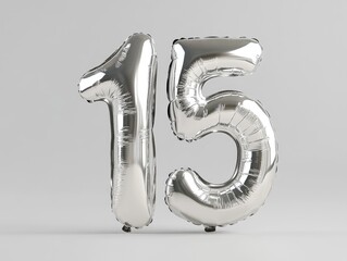 Silver balloon shaped like number 15