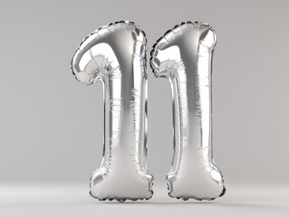 Silver balloon shaped like number 11