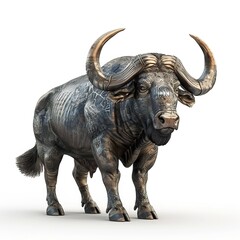 Obraz premium Buffalo Metal element animal cartoon isolated whitebackground 16:9