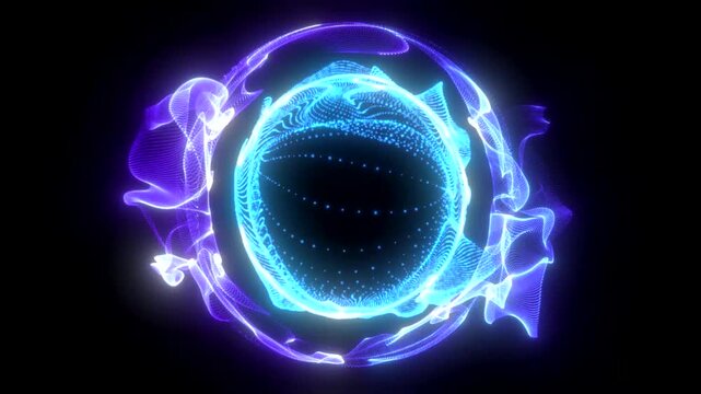 visualized astral projection of the musical sphere in the form of an astral moving colored ball on a black background