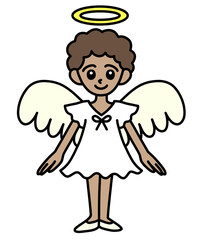 A cute angel girl wearing a white dress