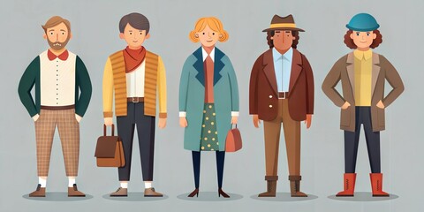 Obraz premium retro people background