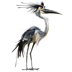 Fototapeta premium Heron Cosplay animal fashion cartoon isolated whitebackground 16:9