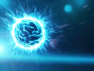 Electrifying blue plasma sphere illuminates a dark cosmic background