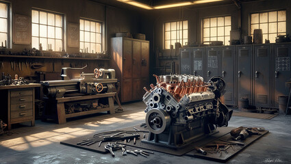 Technical Engineering Backgrounds – Industrial Parts, Mechanical Diagrams, and Workshop Scenes