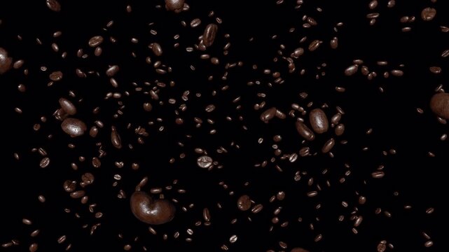 Flying coffee beans overlay background