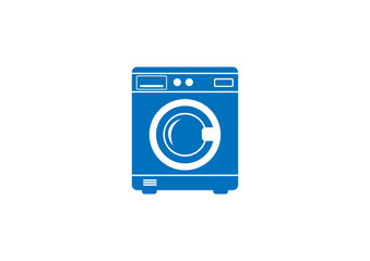 Vector illustration of cartoon washing machine in blue color