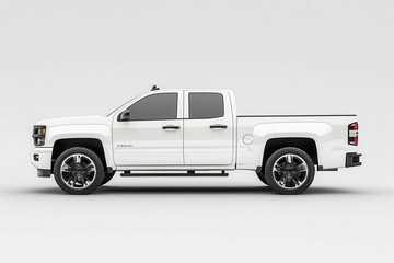 sleek white pickup truck with clean lines and modern design isolated on pure white background for easy customization and mockup purposes