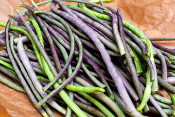 A bunch of fresh organic asparagus bean