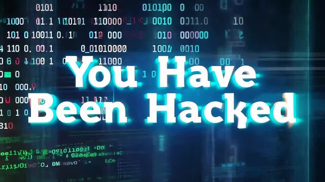 Glitch Text Animation "You Have Been Hacked" Loop Rendering Background with Alpha Channel. animation, data, connection, internet, cyberspace, password, system, access, hack, hacking, futuristic