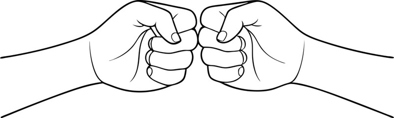 Line Drawing of Two Fists Bumping in Solidarity