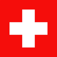 Obraz premium Flag of Switzerland consisting of a red square with a white cross, vector drawing