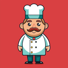 Chef man cartoon character vector art illustration.
