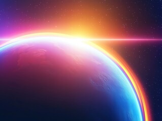 Fototapeta premium Dawn's embrace over a distant planet in the vastness of space