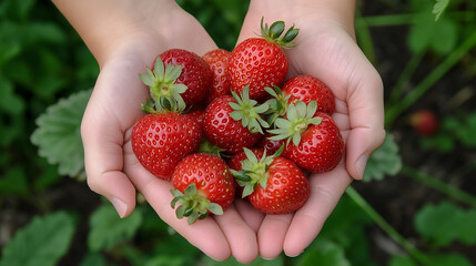 handful of fresh strawberries fruit