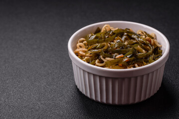 Asian dish rice noodles with salt and spices