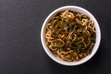 Asian dish rice noodles with salt and spices