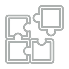 Puzzle Pieces Fitting Together Vector Line Grey Icon Design