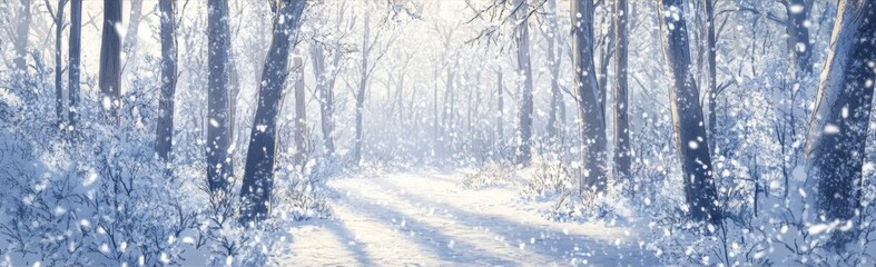 Winter's Tranquil Hush: A High-Resolution Hand-Drawn Illustration of Nature's Silent Majesty in a Snow-Covered Forest, Celebrating Seasonal Peace with Icy Crystals and Gentle Snowfall in Anime Style.