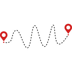 Location Map Path Distance, Travel Path Icon