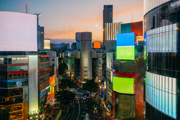 Tokyo crossroad during sunset 