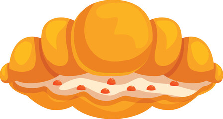 Freshly baked croissant filled with cream cheese and strawberry jam