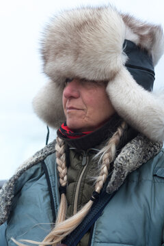 Winter authentic senior woman portrait