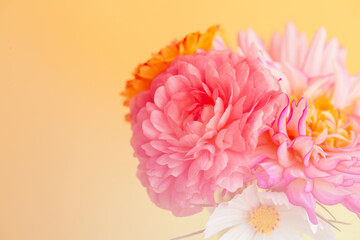 Vibrant flower arrangement with room for text