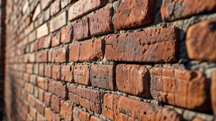 Close-up of the old red brick wall. AI generated.