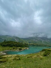 idyllic lake in the swiss mountains