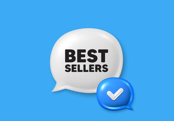 Best sellers tag. Text box speech bubble 3d icons. Special offer price sign. Advertising discounts symbol. Best sellers chat offer. Speech bubble banner. Text box balloon. Vector