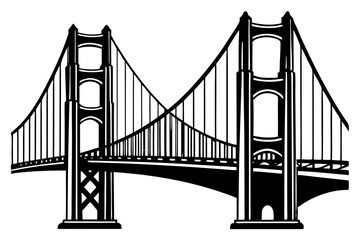 Golden gate bridge silhouette. bridge vector silhouette illustration