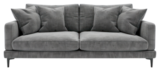 PNG Gray sofa furniture cushion pillow.