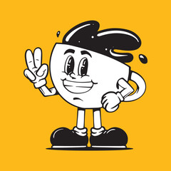 Coffee cup mascot illustration