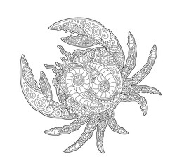 Coloring book page with cancer and zodiac symbol