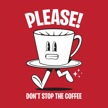 walking mascot coffee cup illustration