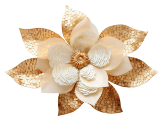 PNG Gold magnolia flower brooch plant art.