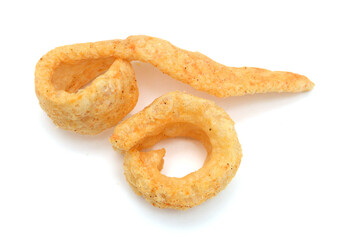 Pork rinds on isolated white background