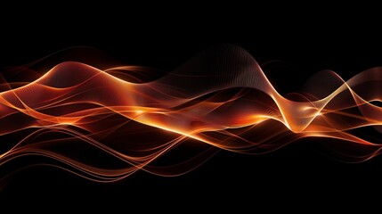 Dark abstract background with glowing abstract waves, sound wave.